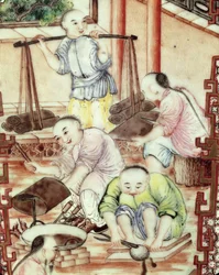 Detail from a vase depicting artisans